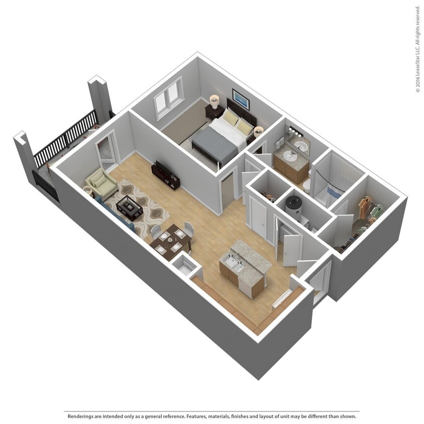 Floor Plan - 1 Bed 1 Bath 950 SqFt (819 Net)