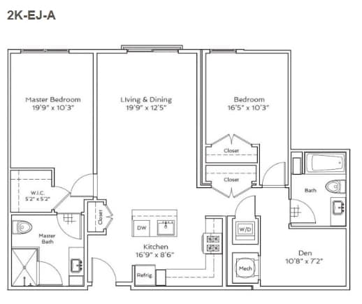 2K-EJ-A - Two Bedroom/Two Bath (B10)