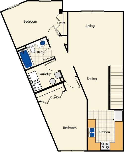 Floor Plan - 2 Bed 1 Bath