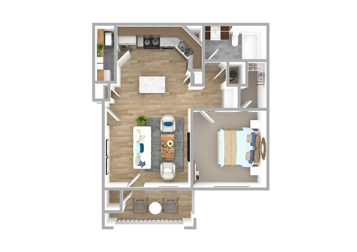 Piedmont_1Bed_1Bath_624 sq ft - A1 Piedmont - 1 Bedroom, 1 Bathroom