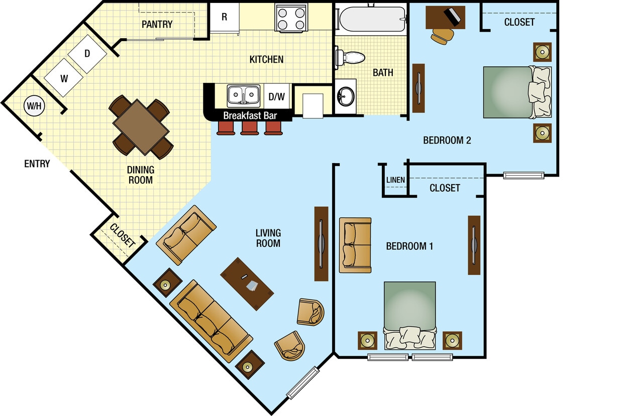 Floor Plan - Two Bedroom Two Bath