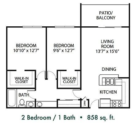 Floor Plan - 2Bed 1Bath #1