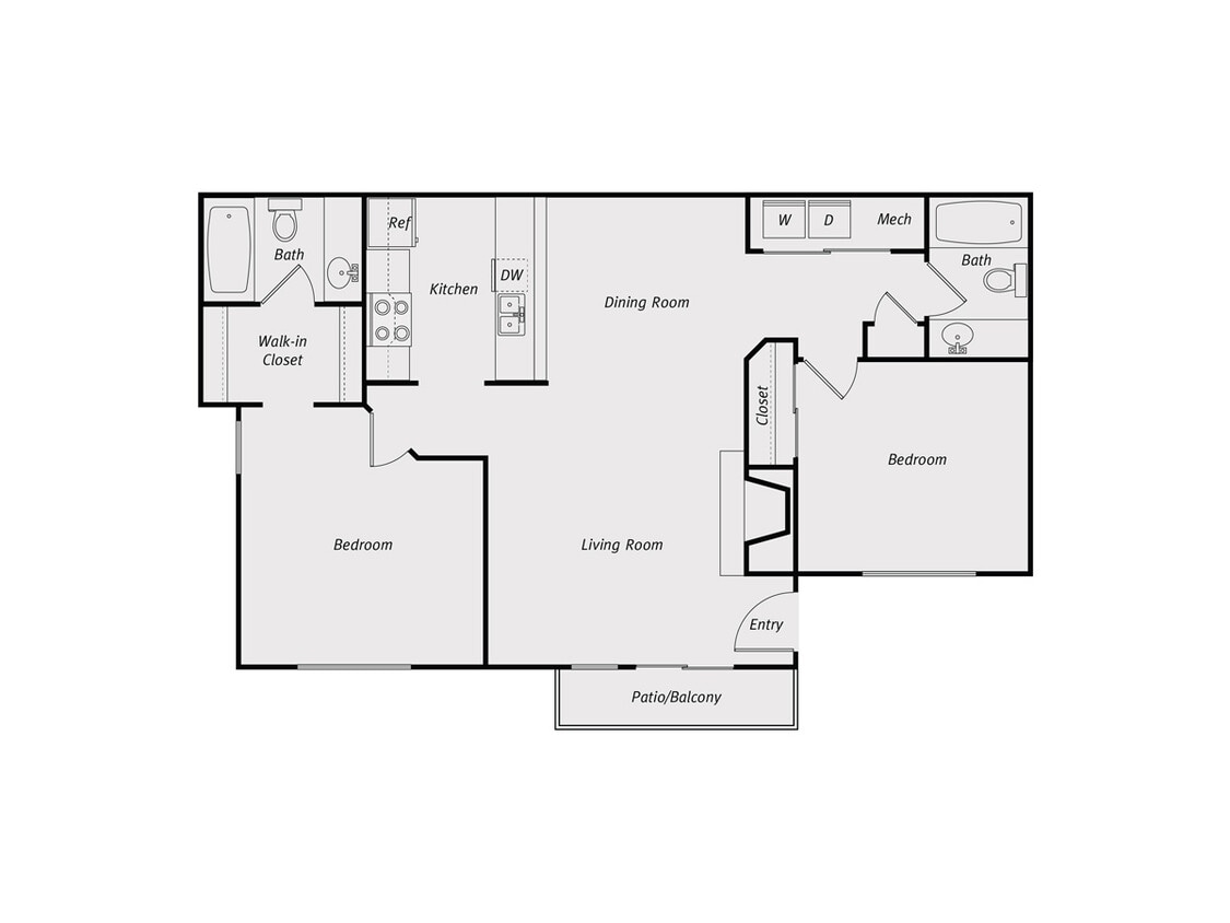 Floor Plan - 2B2Ba