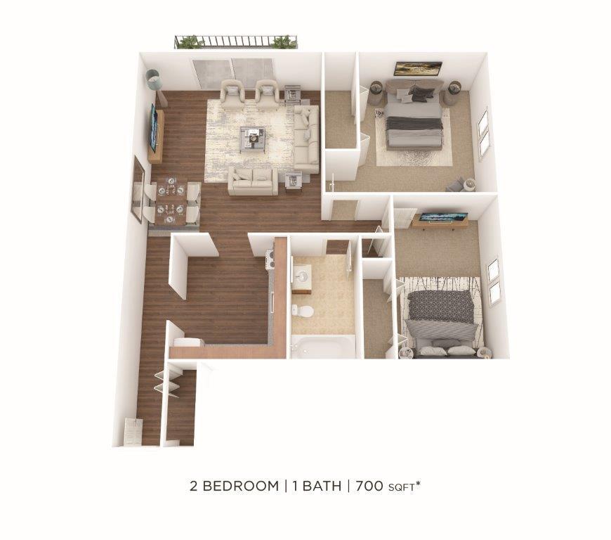 Floor Plan - Two Bedroom-700 sqft