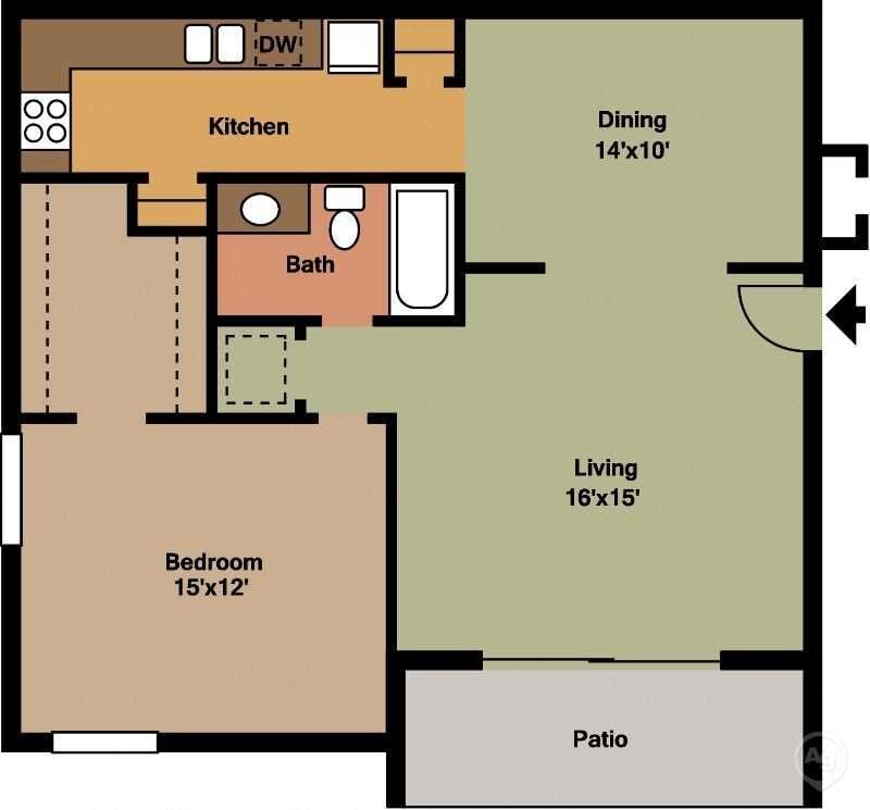 Floor Plan - Large 1 Bed - 1 Bath