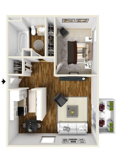 Floor Plan - A1 1x1 Renovated