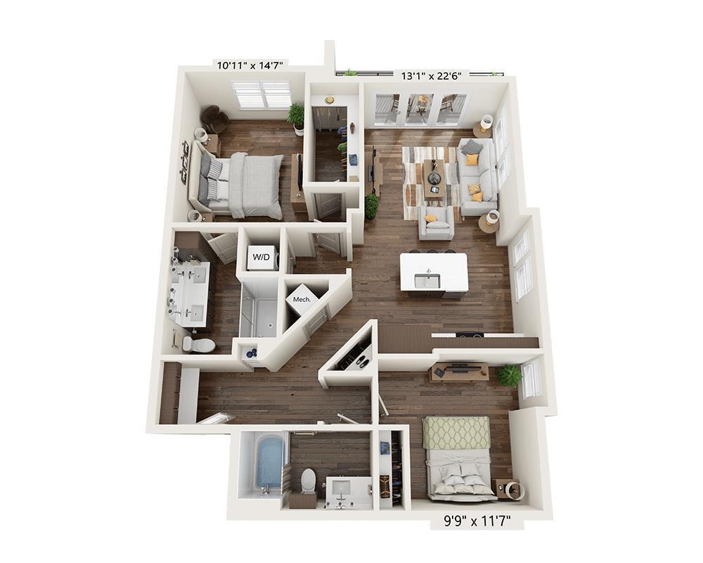 Floor Plan - Two Bedroom B2F-III