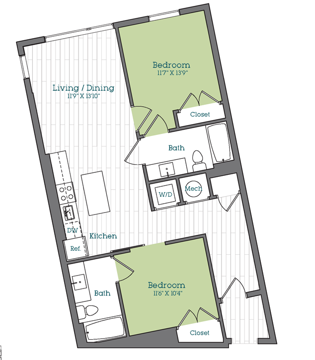 Floor Plan - 2 Bed - 2 Bath | BJ4