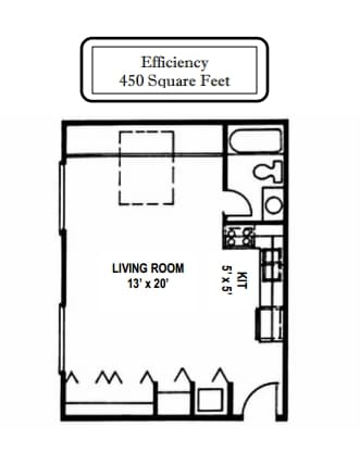Efficiency - Studio 450 sq ft
