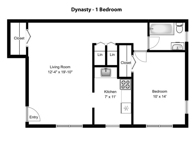Floor Plan - 1 Bedroom Corner