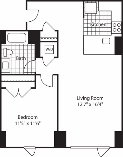 Floor Plan - 1 Bed (North)- 713