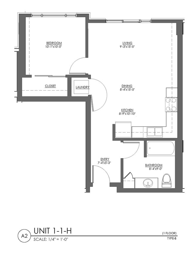 Floor Plan - 1 Bed 1 Bath - 665 sqft