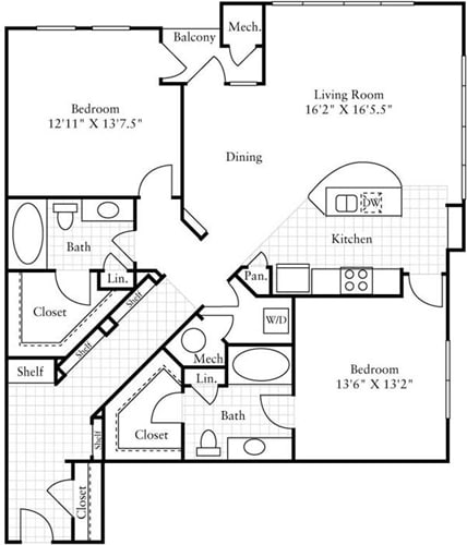 Floor Plan - 2 Bedrooms H