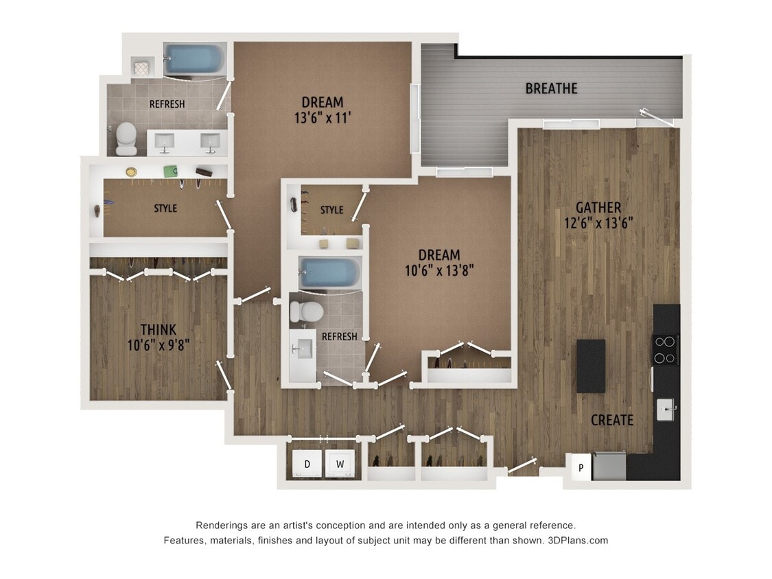 Floor Plan - Two Bed Den E3.1