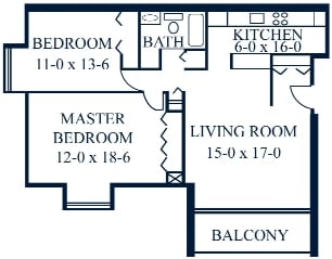 2BR/1BA - 1 Bed A