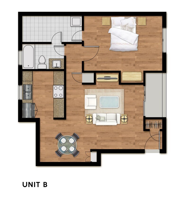 Floor Plan - 1Bed 1Bath-Plan B Up