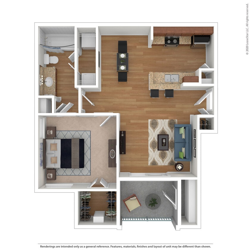 Floor Plan - 1 Bed 1 Bath 680 SqFt (607 Net)