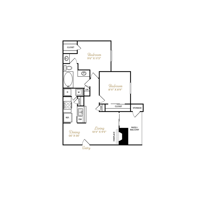 Durham-FloorplansB1-880SF.png - 2 Bed 1 Bth R