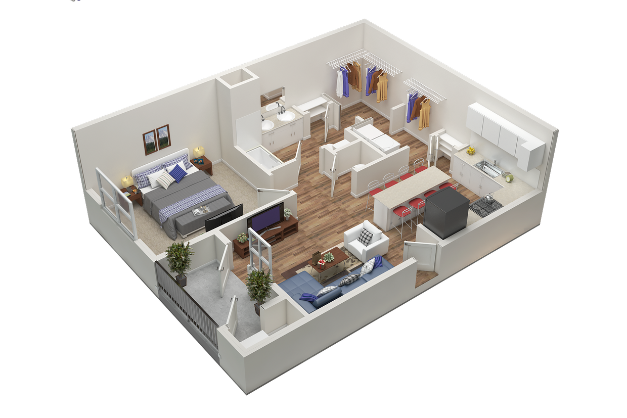 Floor Plan - 1 bed, 1 bath