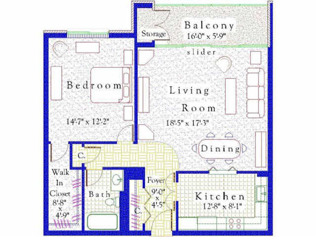 1BR/1BA - One Bedroom