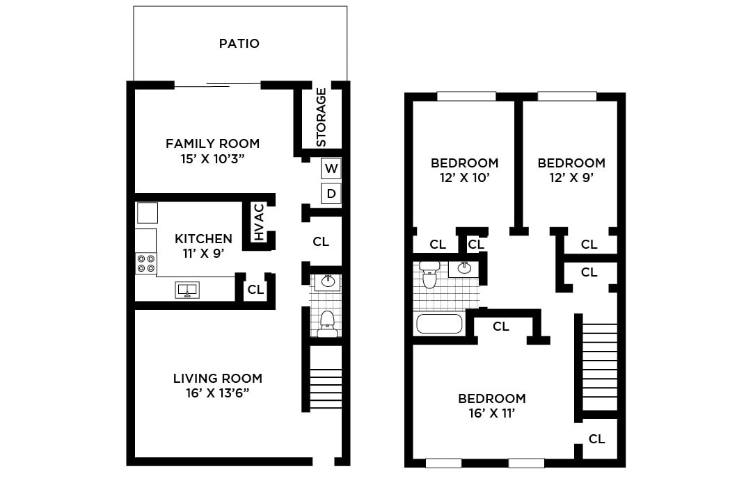 Floor Plan - 3 Bedrooms 1 Bath