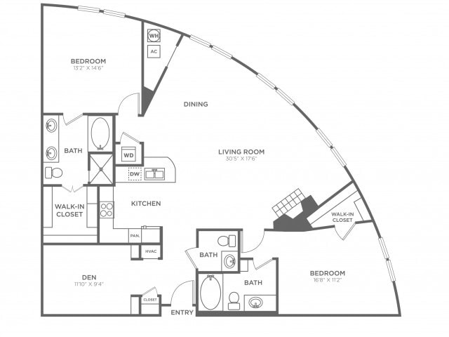 2 Bedroom 2 Bath (1,608 SF) - 2 Bedroom 2 Bath (1,608 SF)