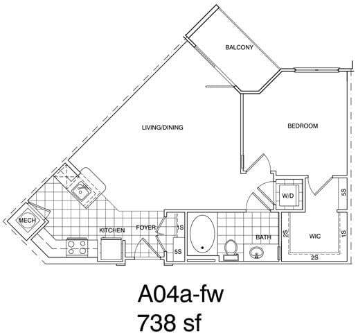 Floor Plan - 1 Bedroom, 1 Bath 738 SF A4.1