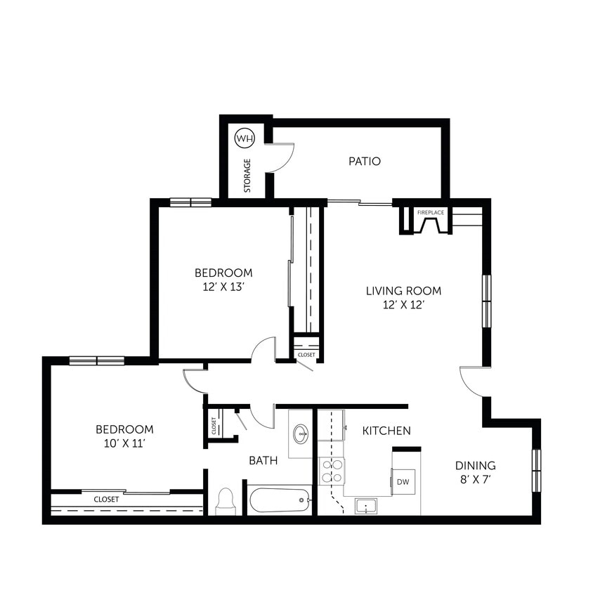 Floor Plan - 2 Bedroom 1 Bath