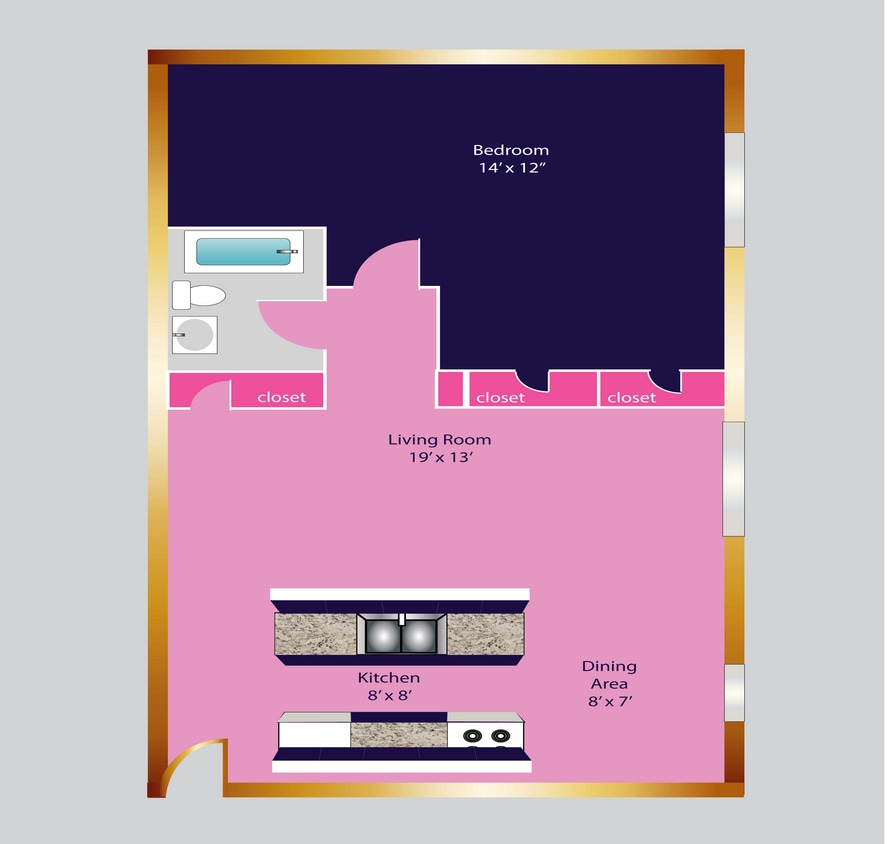 1 bedroom floorplan.jpg - 1 B - 1 Bedroom 