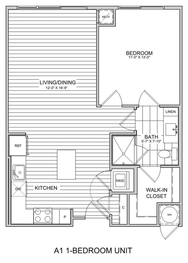 Floor Plan - 1 Bed/1 Bath-A1