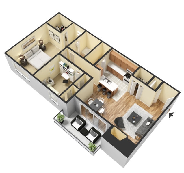 Floor Plan - 2 Bedroom, 1 Bathroom
