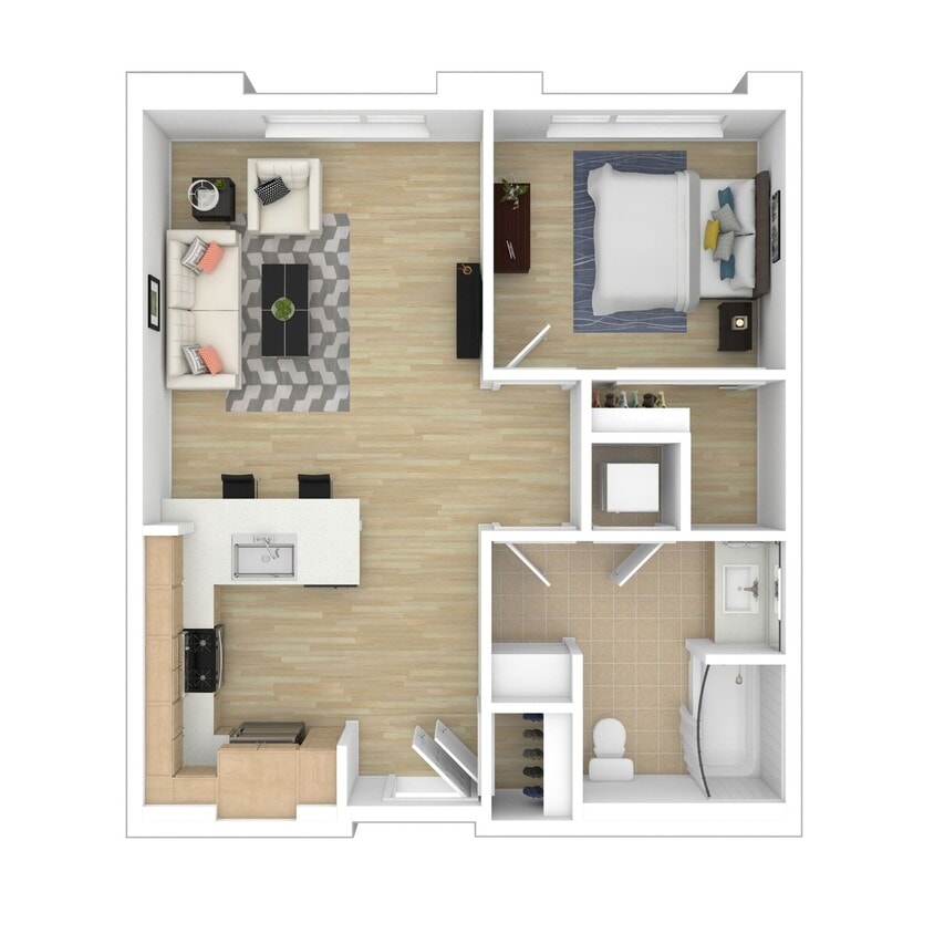 Floor Plan - Medium 1 Bedroom 1 Bath