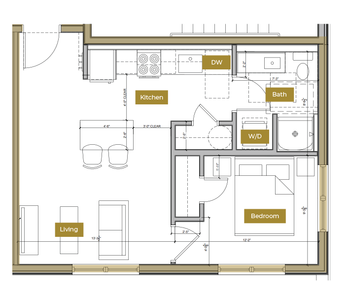 Floor Plan - 1 Bedroom Floor Plan L | Lofts North