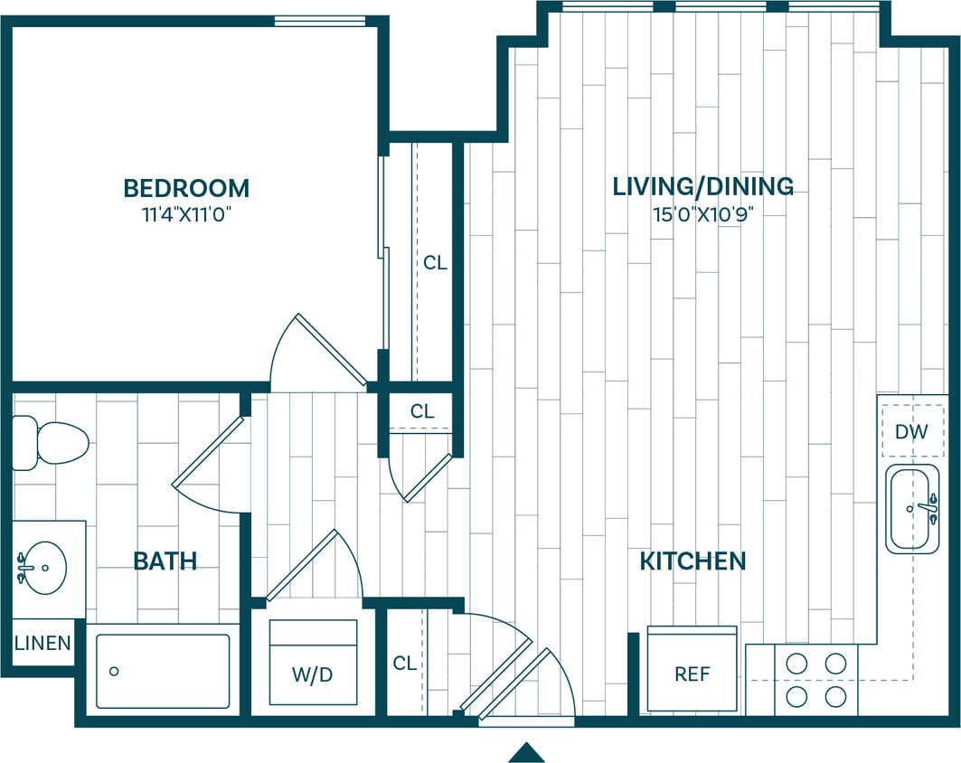 Floor Plan - 1 Bed/1 Bath-A1