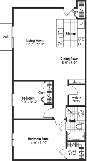 Floor Plan - Two Bedroom 1 Bath