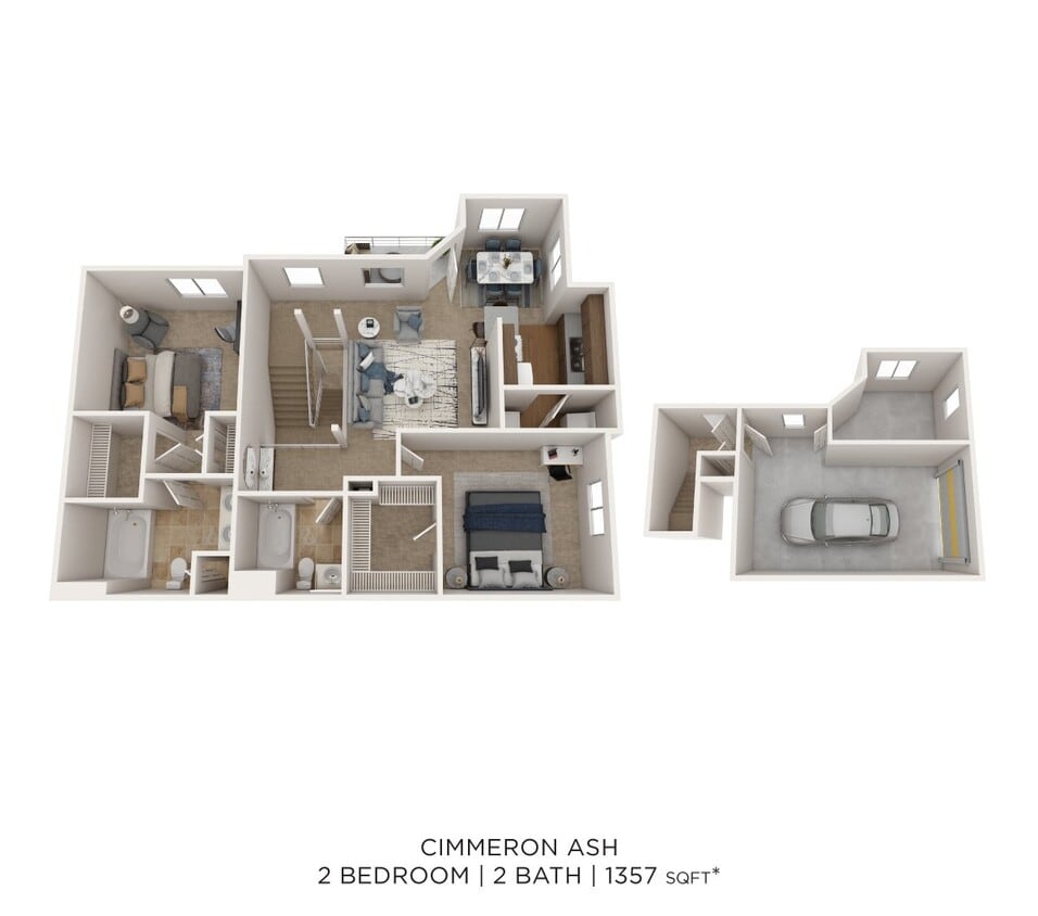 Floor Plan - Two Bedroom 2 Bath-1357 sqft