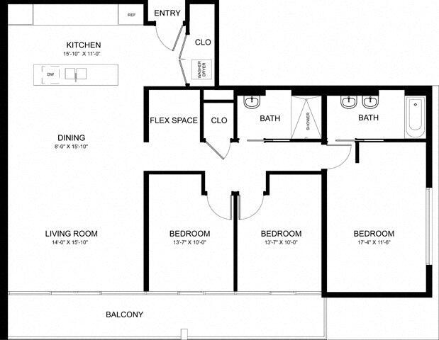 Floor Plan - 3 Bed 2 Bath C