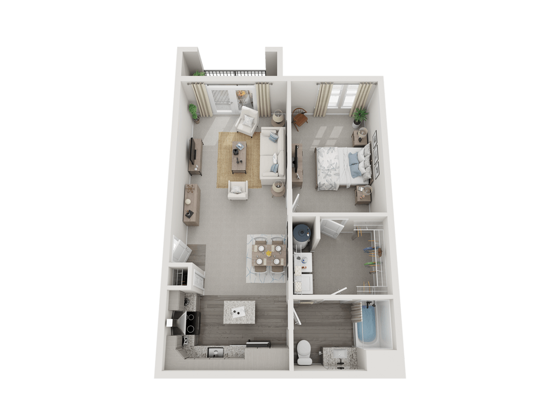 Floor Plan - 1 Bed 1 Bath 731 sqft