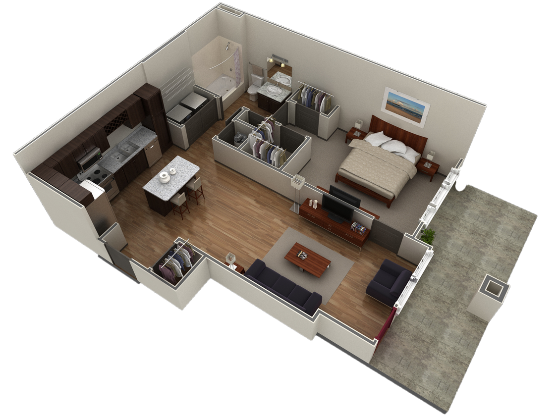 Floor Plan - 1 BR Designer Courtyard