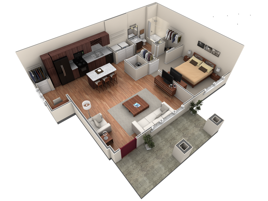 Floor Plan - Grand Courtyard 1 BR