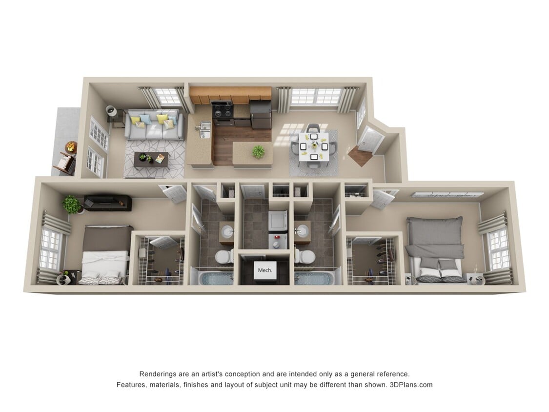 Floor Plan - 2 Bedrooms 2 Baths
