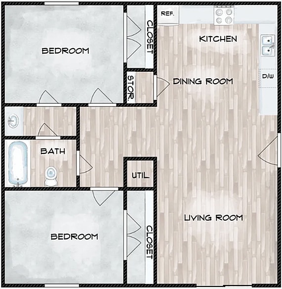 Two Bed - Platinum 2BR 1BA