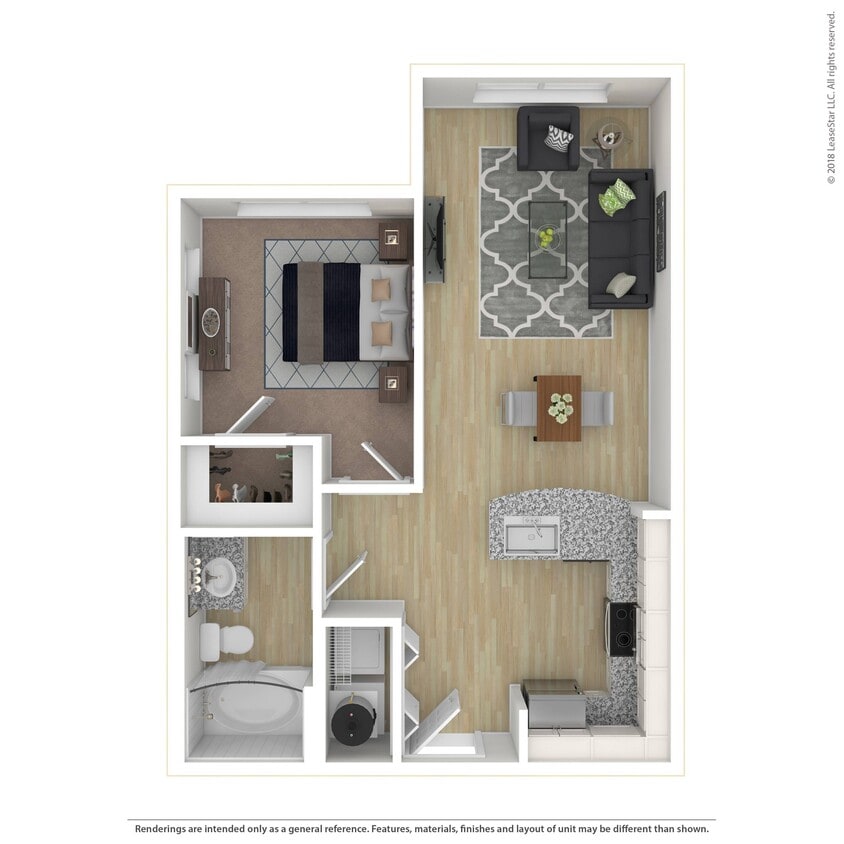 One bedroom apartment in Pflugerville, Texas. - A1.3
