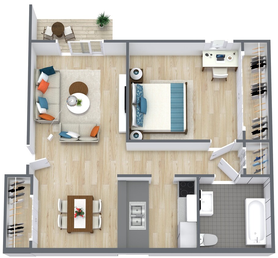 Floor Plan - 1 Bedroom - 1 Bath