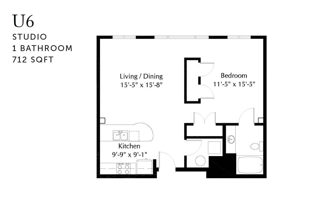 Floor Plan - U6r Renovated Urban One Bedroom