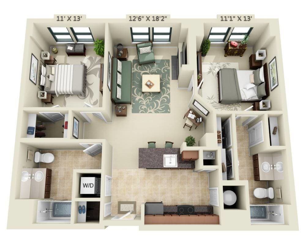 Floor Plan - Two Bedroom B2A