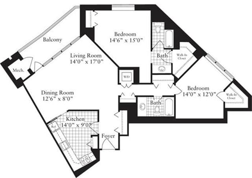Floor Plan - 2 Bedrooms J