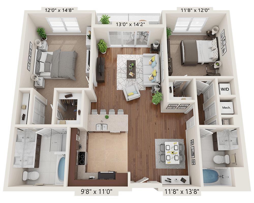 Floor Plan - Two Bedroom B2B