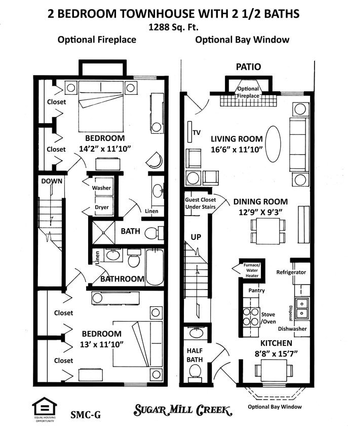 Floor Plan - G-2 Bedroom Townhome