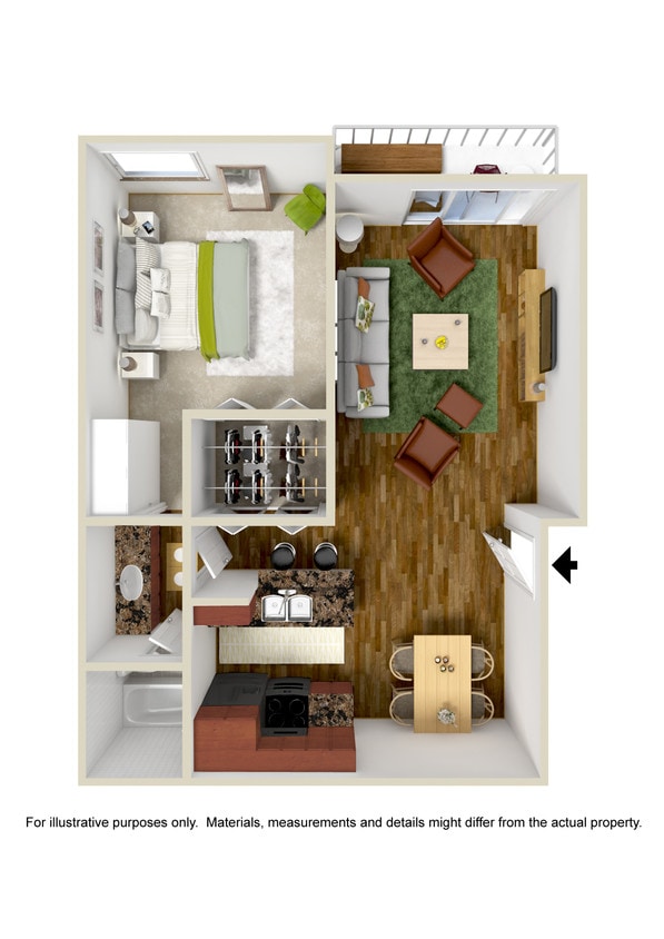 Floor Plan - 1 Bedroom 1 Bath